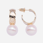 Arracada gruesa calada con madre perla 11.5mm en chapa de oro de 18k