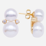 Aretes con 2 perlas cultivadas y circones