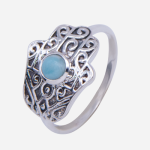 Anillo de plata con piedra semi-preciosa larimar