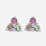 Aretes de plata con 3 turmalinas diseño de flor