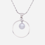 Juego de cadena con dije de aro con perla cultivada colgante