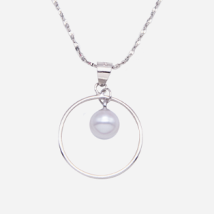 Juego de cadena con dije de aro con perla cultivada colgante