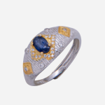 Anillo de plata y vermail con piedra zafiro