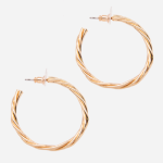 Arracadas de chapa de oro de 18k diseño entrelazado delgado