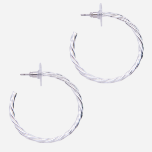 Arracadas de rodio con diseño entrelazado delgado