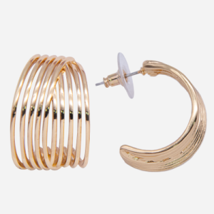 Arracadas de chapa de oro de 18k diseño lineas encontradas