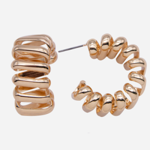 Arracadas medianas de chapa de oro diseño elástico