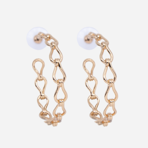 Arracadas de chapa de oro de 18k diseño eslabones entrelazados ondulados