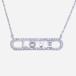 Juego de cadena de rodio con dije de plaquita con letras LOVE movibles