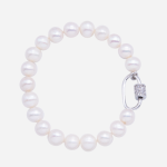 Pulsera de perlas cultivadas con dije diseño de clip con circones