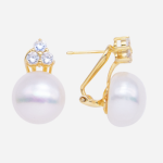 Aretes de vermail con perla cultivada 12mm y 3 circones