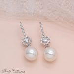 Aretes largos con perla fina