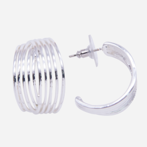 Arracadas de rodio con diseño de lineas encontradas