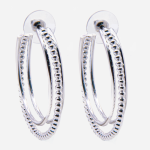 Arracadas de rodio diseño dos lineas lisas y una con bolitas