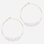 Arracadas grandes lisas con 5 perlas cultivadas