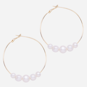 Arracadas grandes lisas con 5 perlas cultivadas