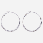 Arracadas medianas de rodio con bits diamantados