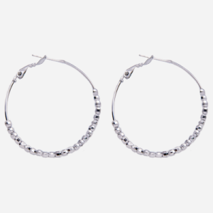 Arracadas medianas de rodio con bits diamantados