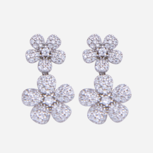 Aretes de plata con flores y pavé de circones