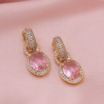 Aretes largos de cristal rosa