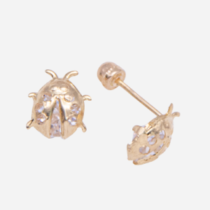 Broquel de oro de 10k diseño de catarina con circones