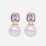 Aretes con cristal biselado y perla