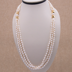 Collar largo de perlas de arroz