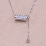 Juego de cadena y dije en plata de barrilito con pavé de circones