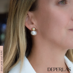 Aretes de chapa de oro de 18k  con perla oval