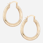 Arracada oval en baño de oro 18k