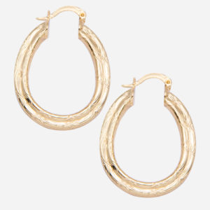 Arracada oval en baño de oro 18k