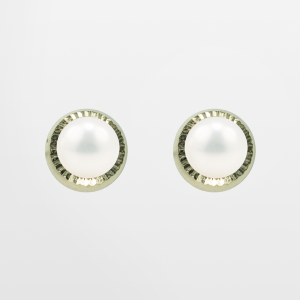 Broquel de oro 10k redondo diamantado con perla