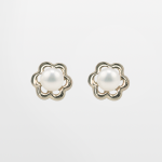 Broquel de oro 10k con perla y roseta francesa chica