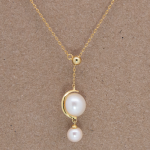 Juego de cadena con dije de 2 perlas cultivadas