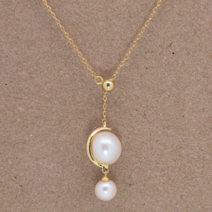 Juego de cadena con dije de 2 perlas cultivadas