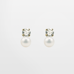 Broquel de oro 10k con circón y perla