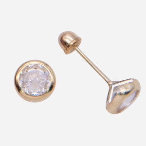 Broquel de oro de 10k con circon