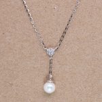 Juego de cadena de plata con perla cultivada