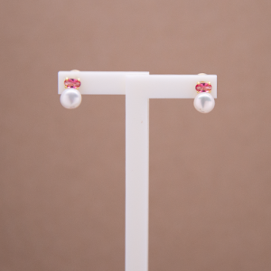 Aretes de perla con cristal rosa