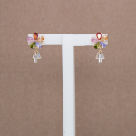 Aretes de flor de cristal de colores