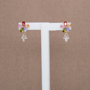 Aretes de flor de cristal de colores