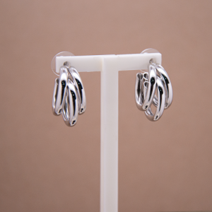 Arracadas de rodio triples