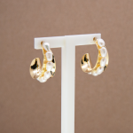 Arracadas de chapa de oro de 18k con perlas de arroz