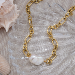 Collar corto de perla núcleo fina