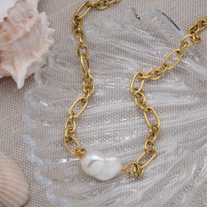 Collar corto de perla núcleo fina