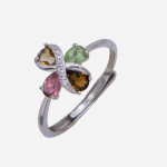 Anillo de rodio con piedra turmalina