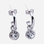 Media arracada con cristal transparente