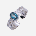 Anillo de rodio con piedra London topaz