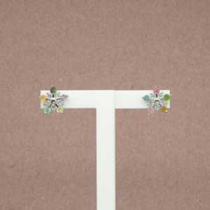 Arete de piedra turmalina diseño flor