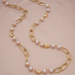 Collar largo de perla cultivada con cadena